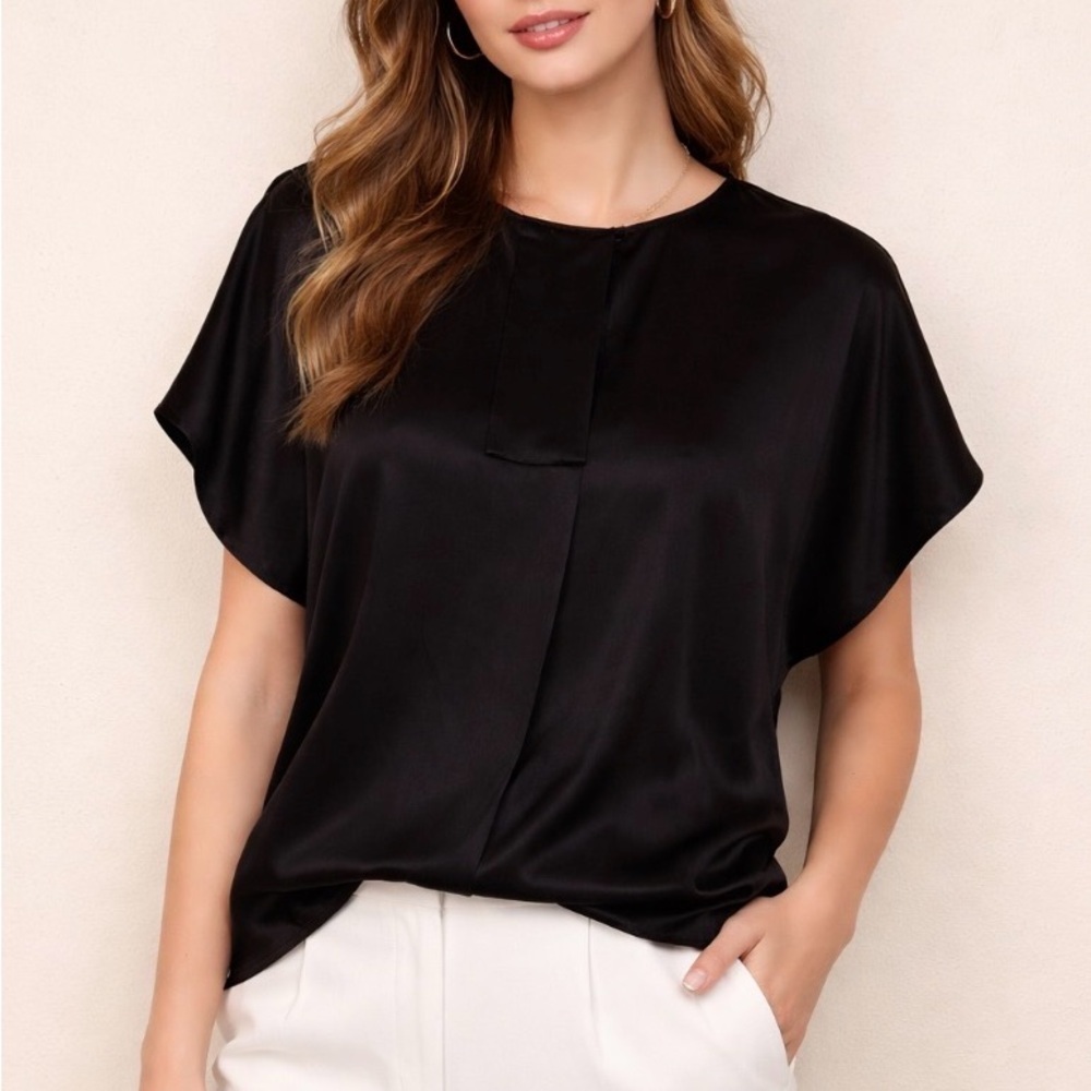BR Banana Republic Top Blouse Elegant Black 100% Silk